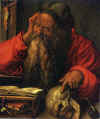 St Jerome 1521, oil on oak panel 23x19 in. National Art Museum, Lisbon