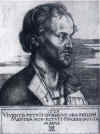 Philipp Melanchthon, German humanist and philosopher, friend of Durer, 1526 copper engraving ,Staatlich Kunshalle, Karlsruhe